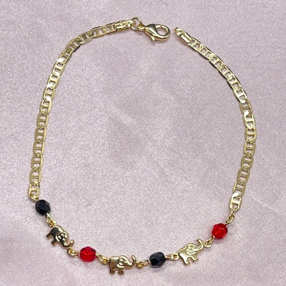 18k Gold Filled Elephant Anklet 10" Long 🐘✨ Tobillera De Elefante - Picture 3 of 5